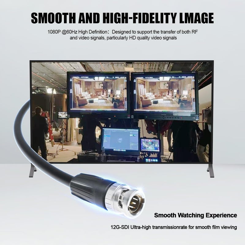 Alvin's Cables 12G SDI Cable HD SDI BNC to BNC Male Video Coaxial Cable for 4K Video Camera 50cm| 19 Inches - Image 3
